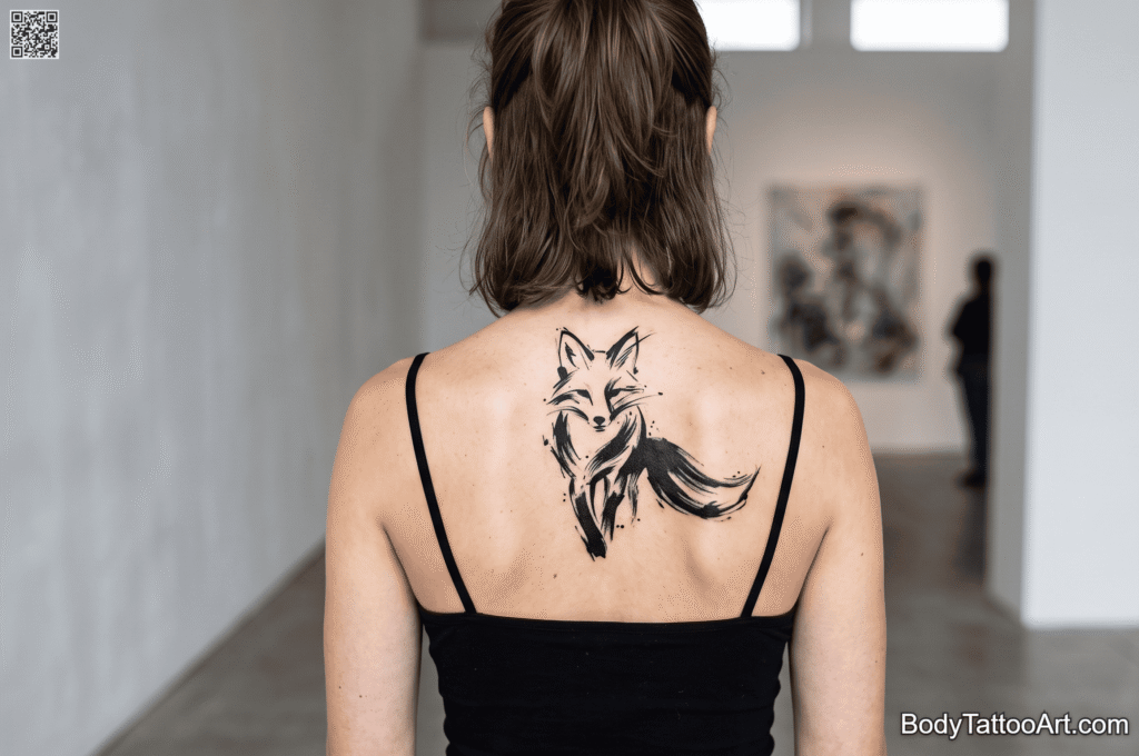 Abstract brushstroke Fox Tattoos