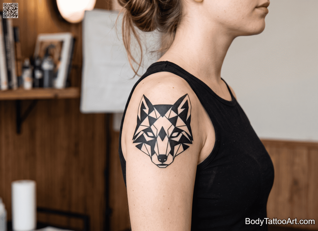 Blackwork geometric Fox Tattoos