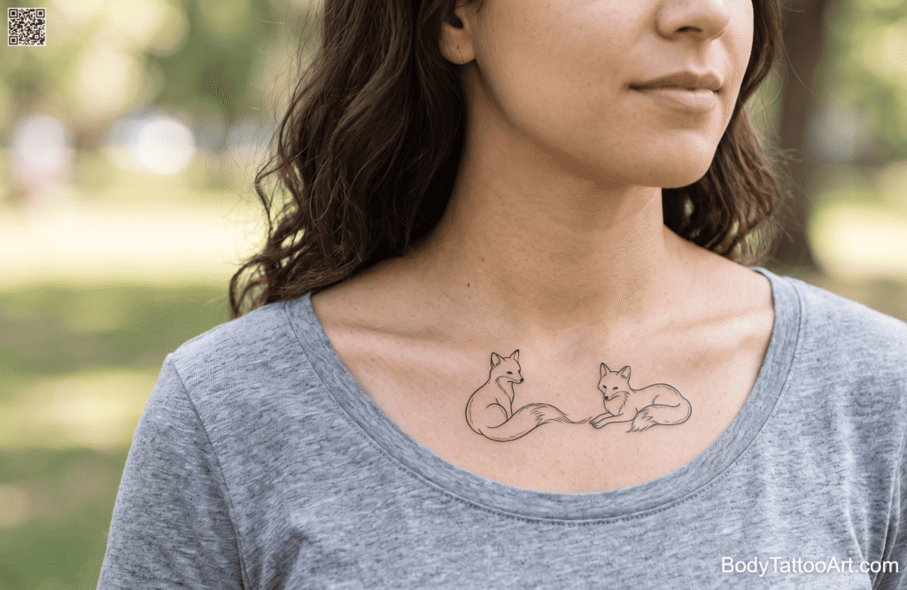 Fine line duo composition Fox Tattoos