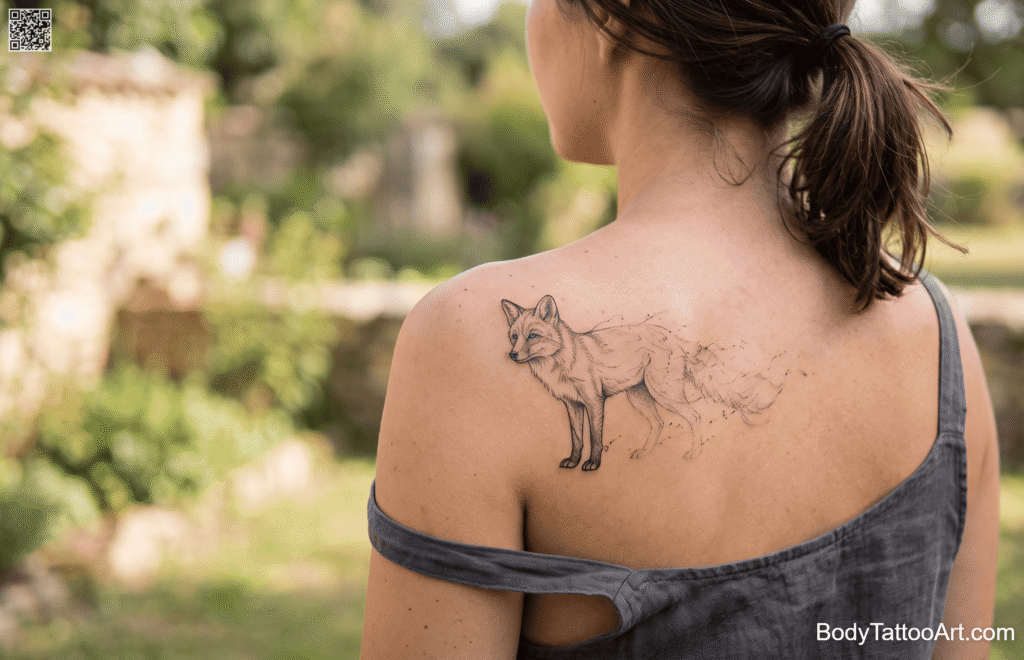 Fine line with dissolve effect Fox Tattoos