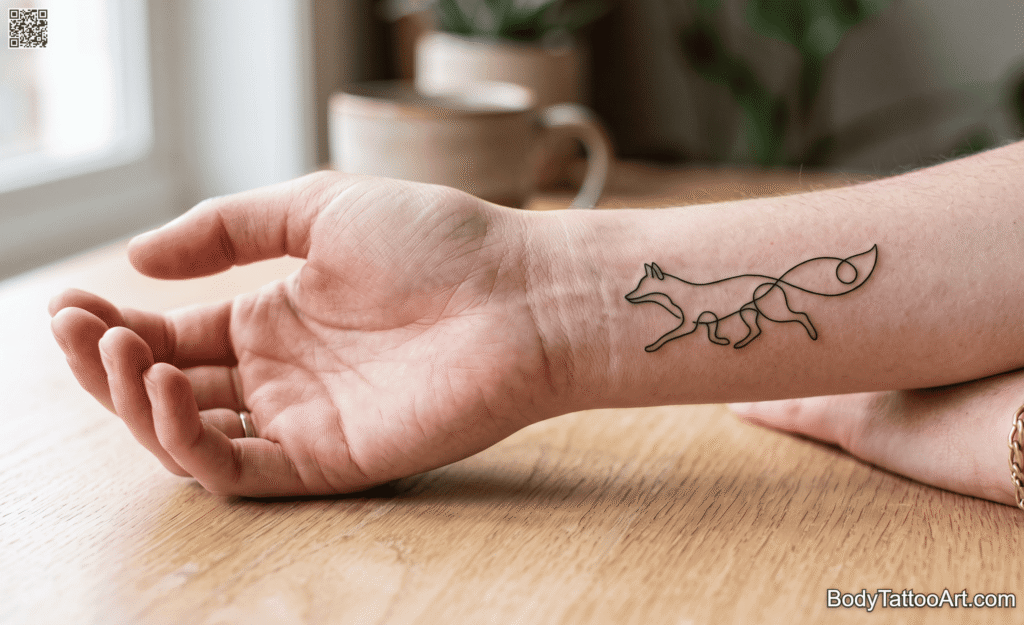 Single-line / continuous line Fox Tattoos