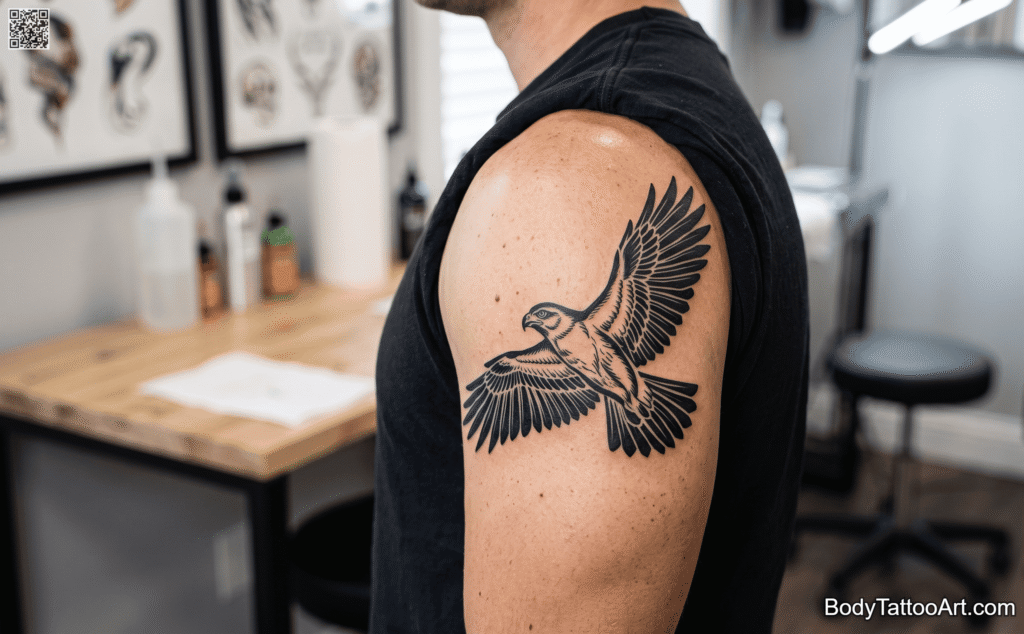 Bold Stencil-Style Hawk