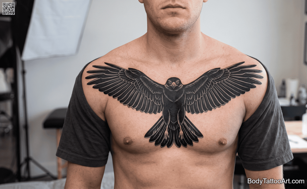 Blackwork Hawk Tattoos
