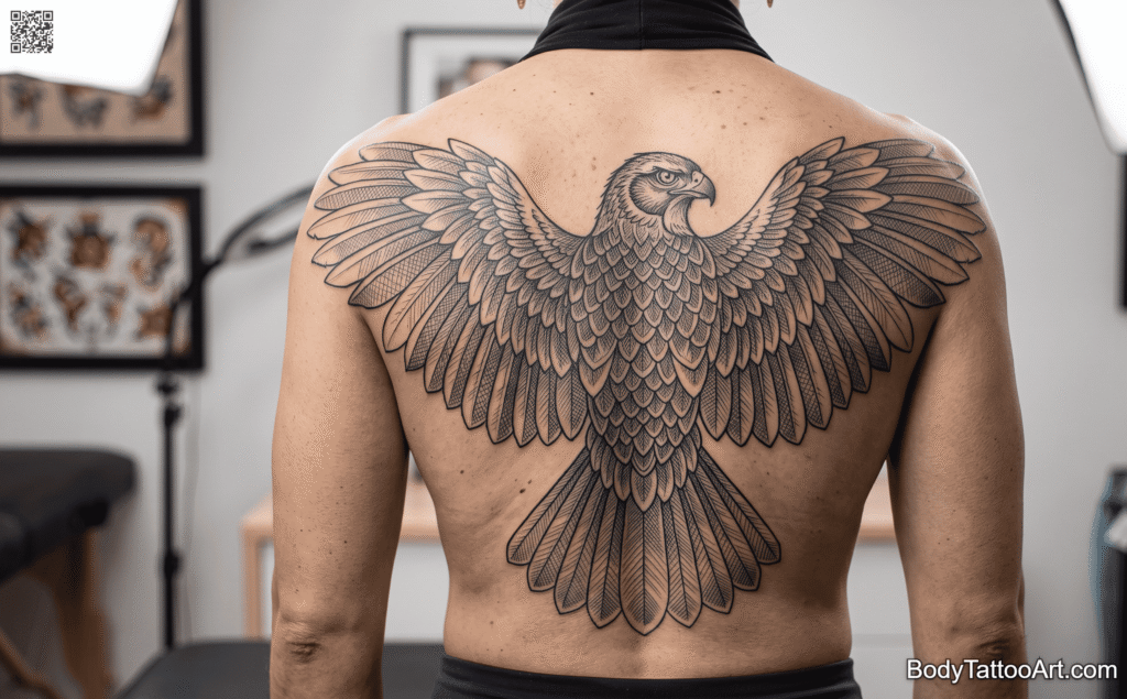 Ornamental fine detail Hawk Tattoos