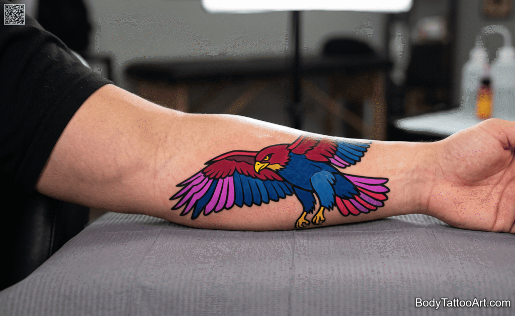 Pop-art graphic Hawk Tattoos