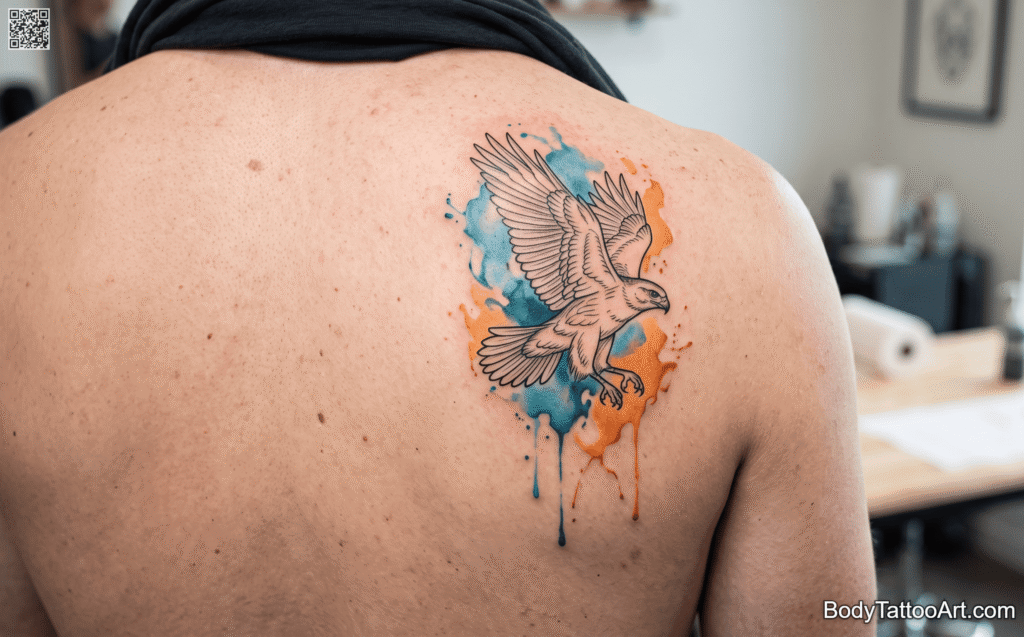 Watercolor Splash Hawk