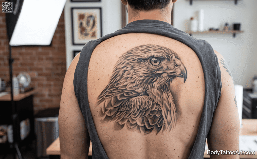 Realistic Grey-Wash Hawk Portrait