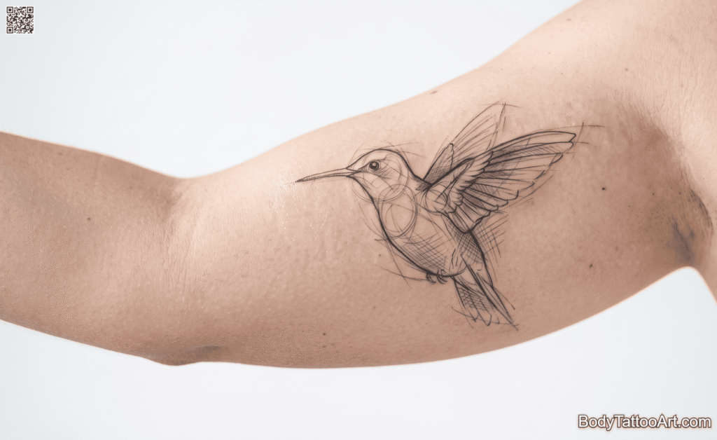 Sketchy Pencil-Style Hummingbird
