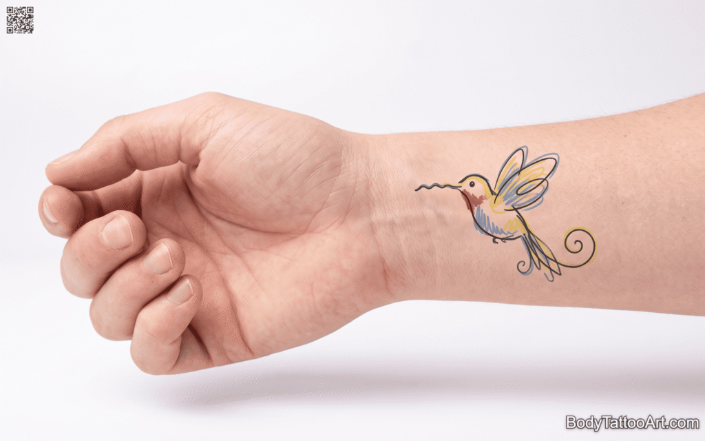 Doodle-Style Playful Hummingbird