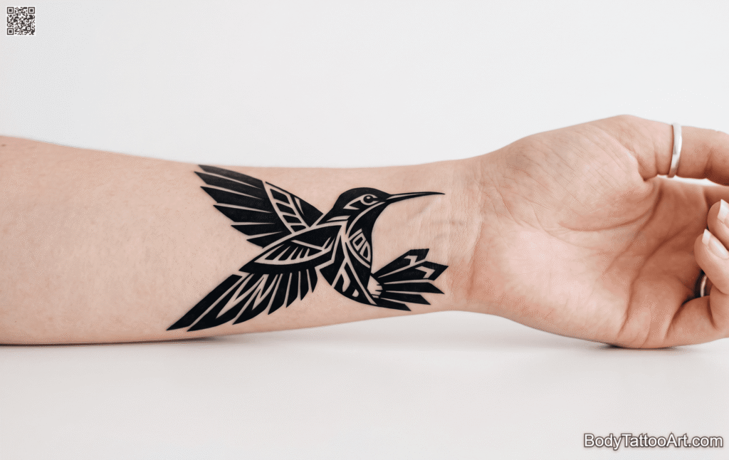 Blackwork Hummingbird Tattoos