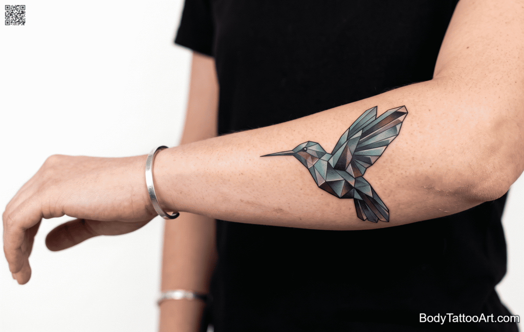 Bold Geometric Polygon Hummingbird