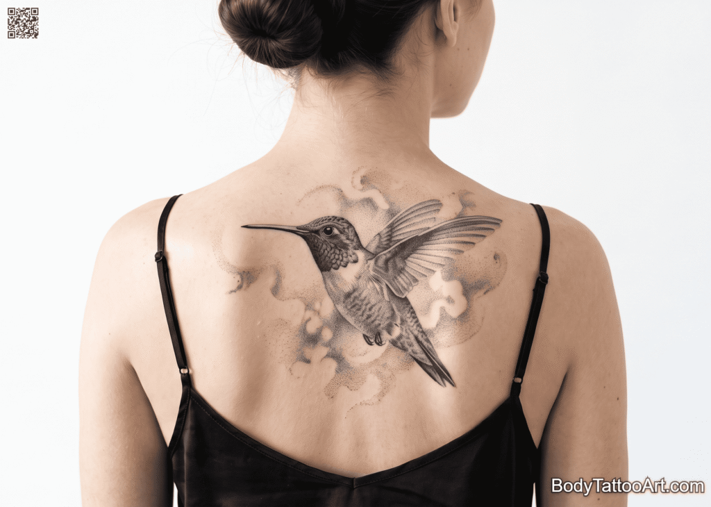 Pointillism Hummingbird Portrait
