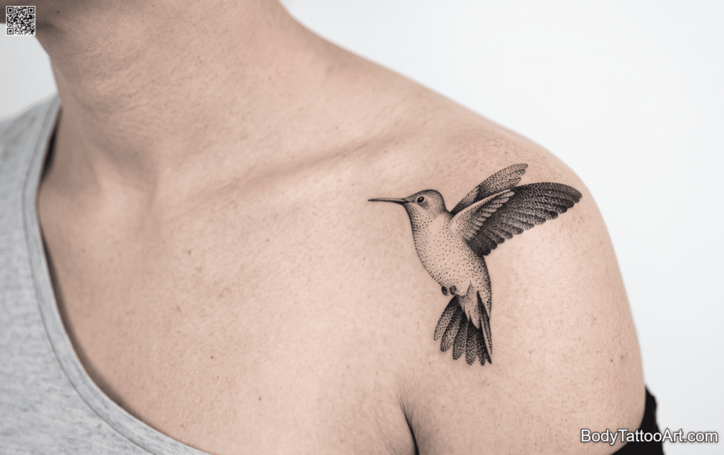 Dotwork Hummingbird Tattoos