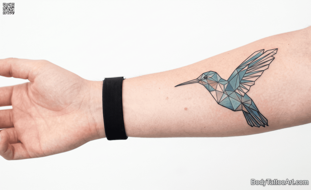 Geometric linework Hummingbird Tattoos