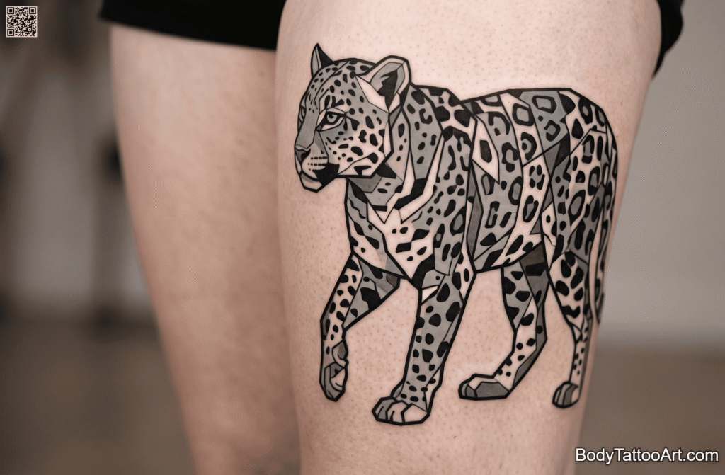Abstract cubist Leopard Tattoos
