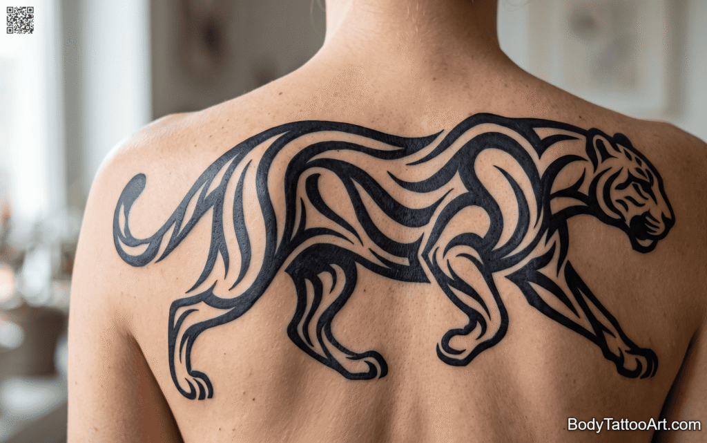 Tribal blackwork Leopard Tattoos