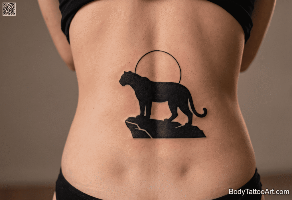  Silhouette with minimal scene Leopard Tattoos