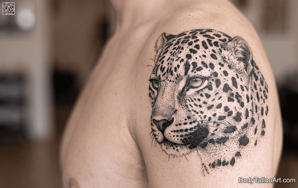 Pointillism Leopard Tattoos