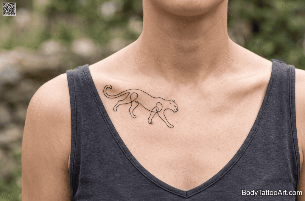  Continuous Line Leopard Tattoos
