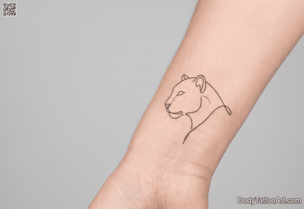 Minimalist single-line Leopard Tattoos