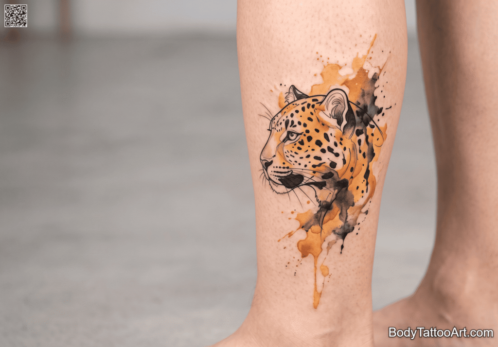 Watercolor Leopard Tattoos