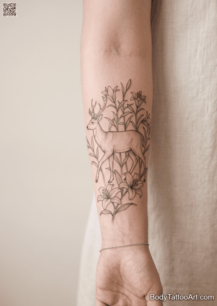 11 Beautiful Lily with Deer Tattoos Ideas to Inspire You