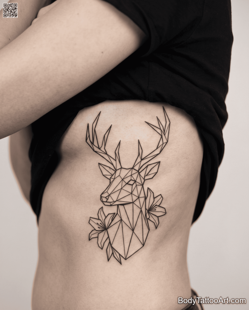 Geometric Lily with Deer Tattoos
