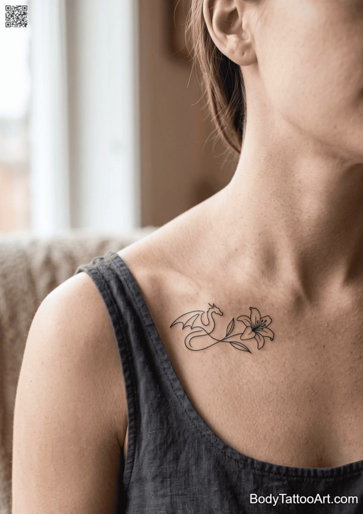 Collarbone Lily with Dragon Tattoos