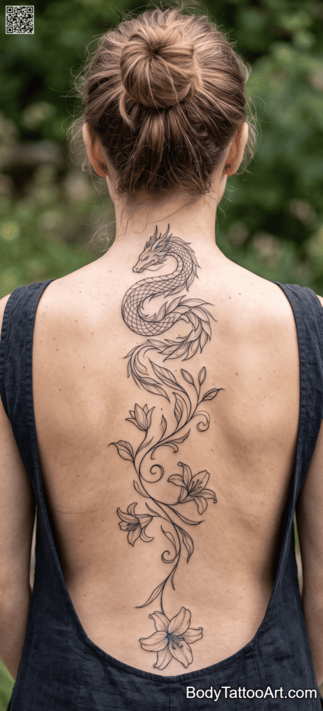 Spine Lily with Dragon Tattoos