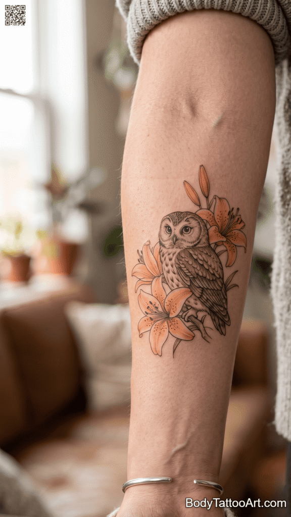 10 Best Lily with Owl Tattoos Designs That Stand Out