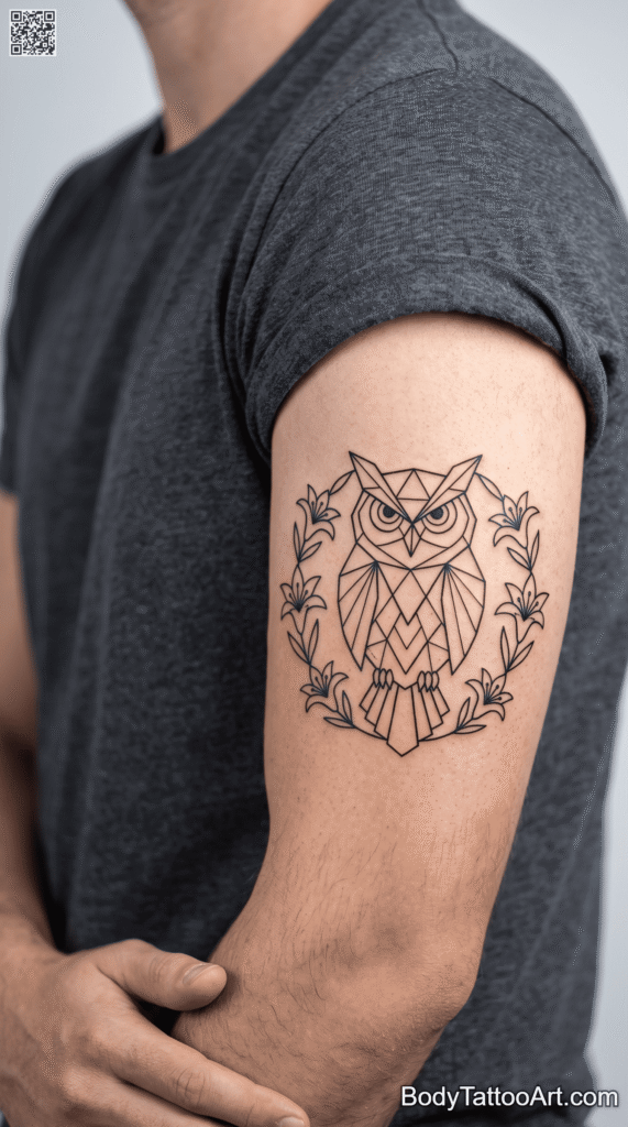 Geometric linework  Lily with Owl Tattoos