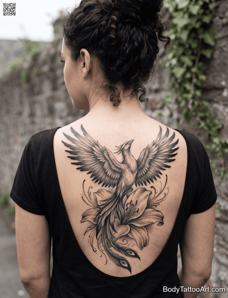 10 Lily with Phoenix Tattoos with Incredible Detail