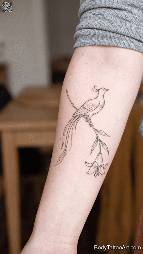 Fine line Lily with Phoenix Tattoos
