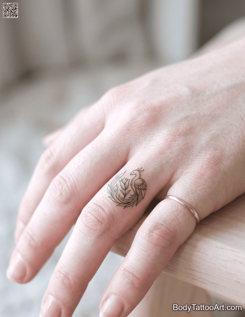 Micro tattoo, fine line Lily with Phoenix Tattoos