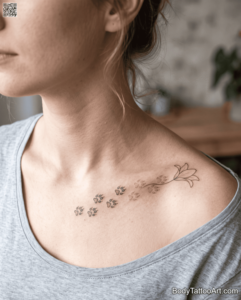 Fine line Lily with Wolf Tattoos