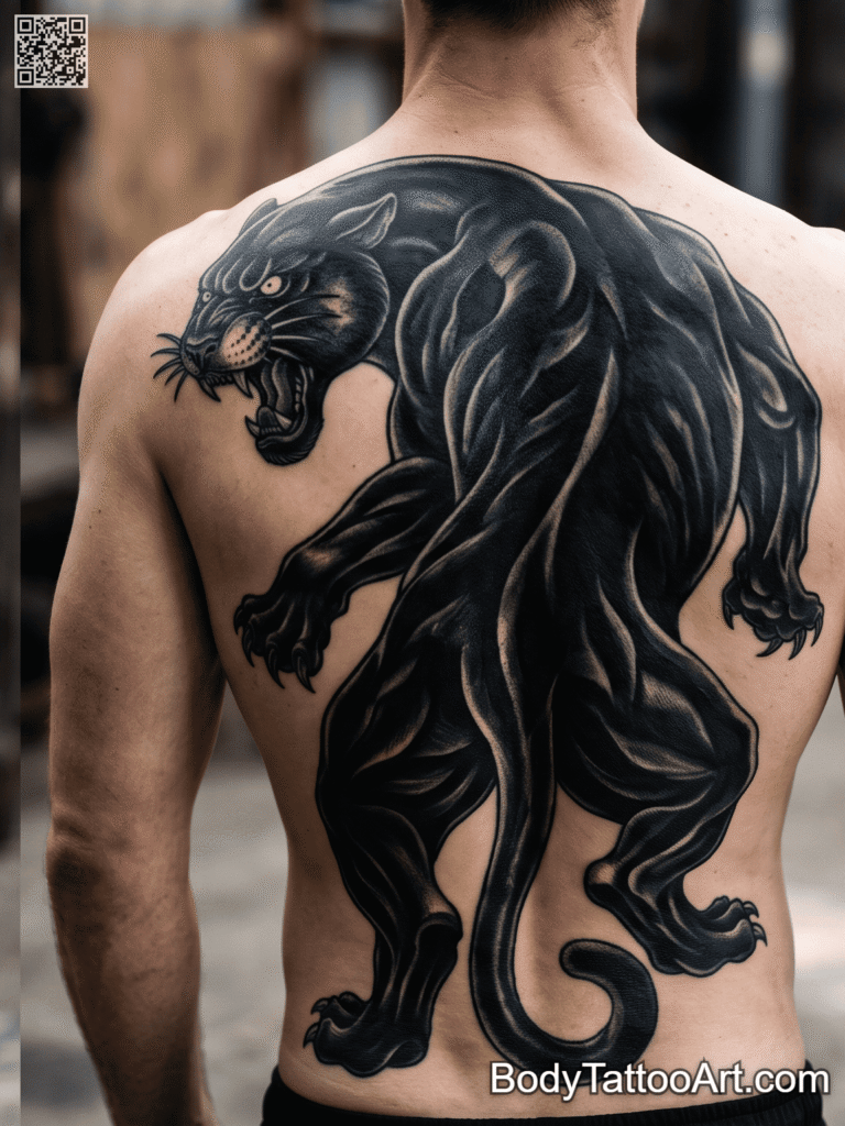 Bold blackwork Panther Tattoos 