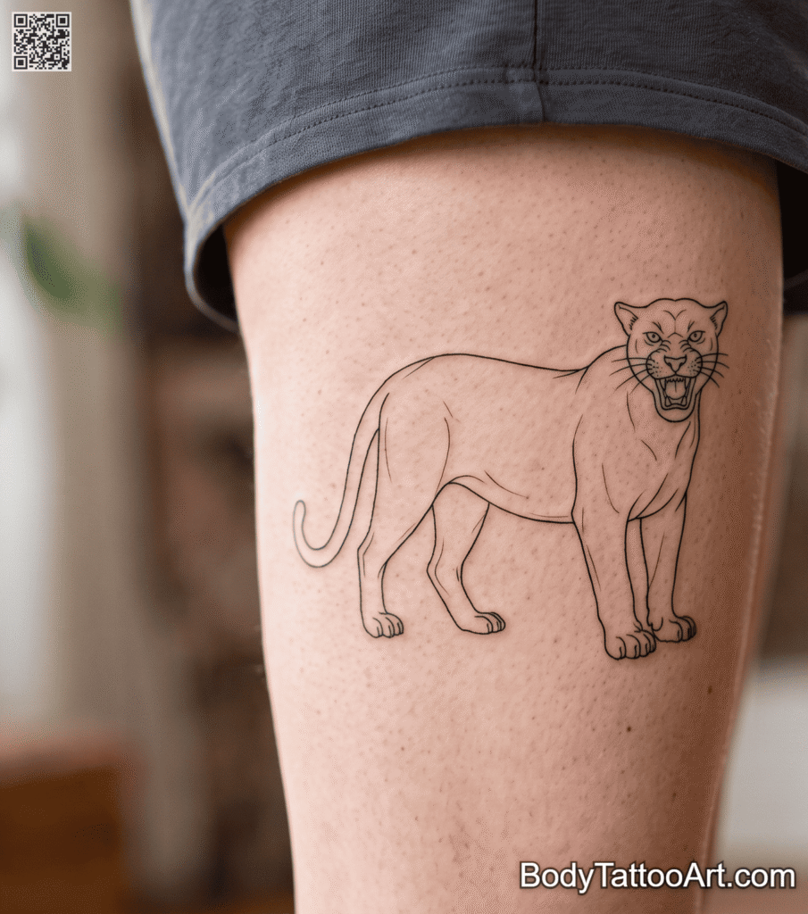  Fine line Panther Tattoos