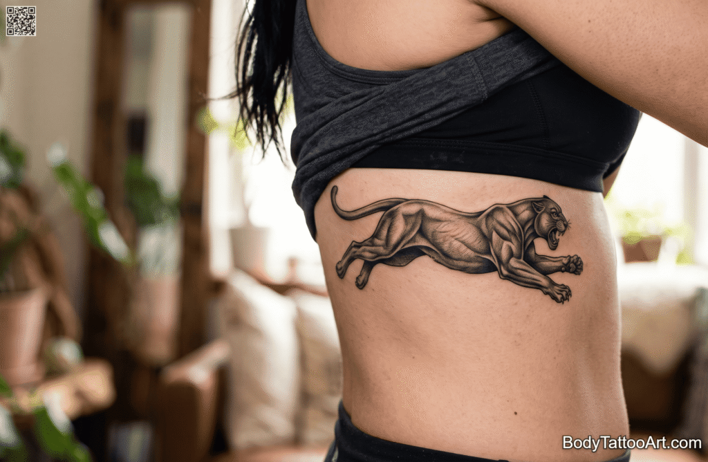 Fine line realism Panther Tattoos