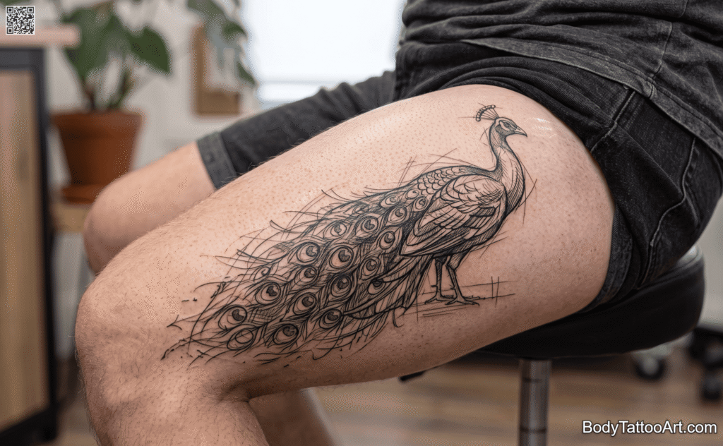  Sketch style Peacock Tattoos