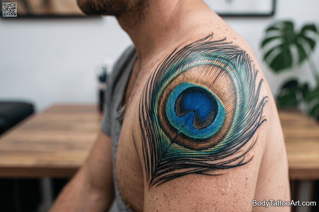 Hyper-detailed realism Peacock Tattoos