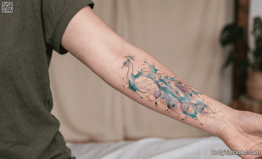  Watercolor Peacock Tattoos