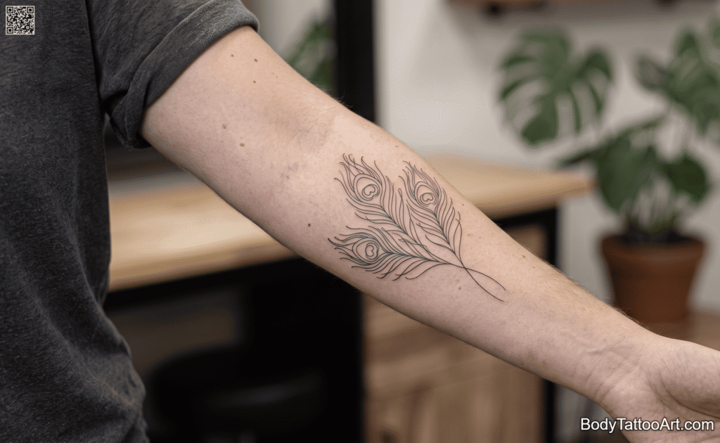  continuous line Peacock Tattoos