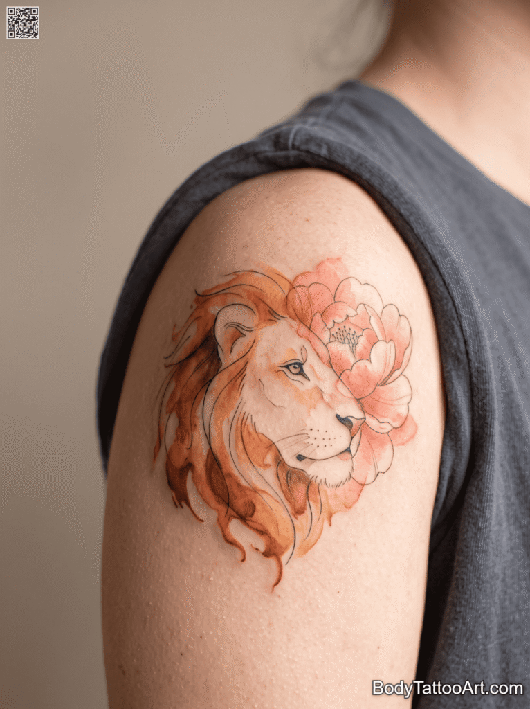 The Blended Mane Peony With Lion Tattoos