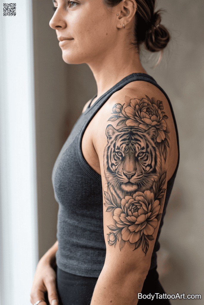 9 Peony With Tiger Tattoos – Design Ideas and Meaning For All