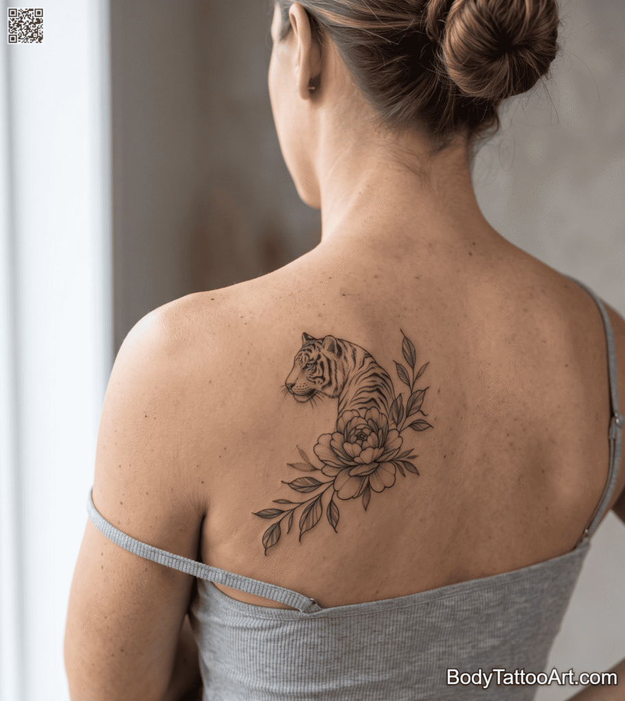  Fine Line Tiger with a Single Peony Branch