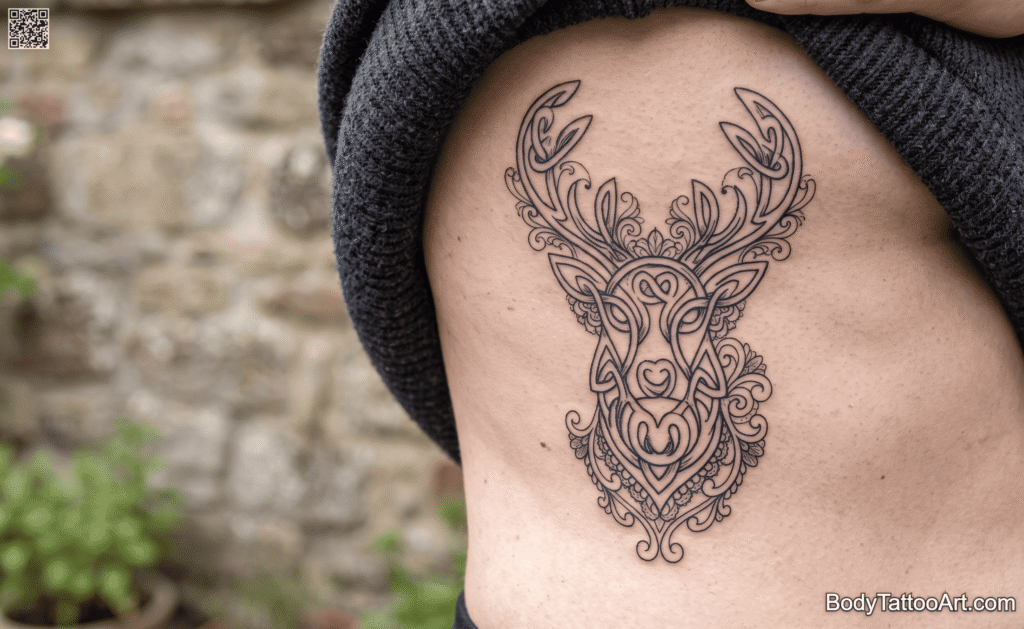 vOrnamental linework Stag Tattoos