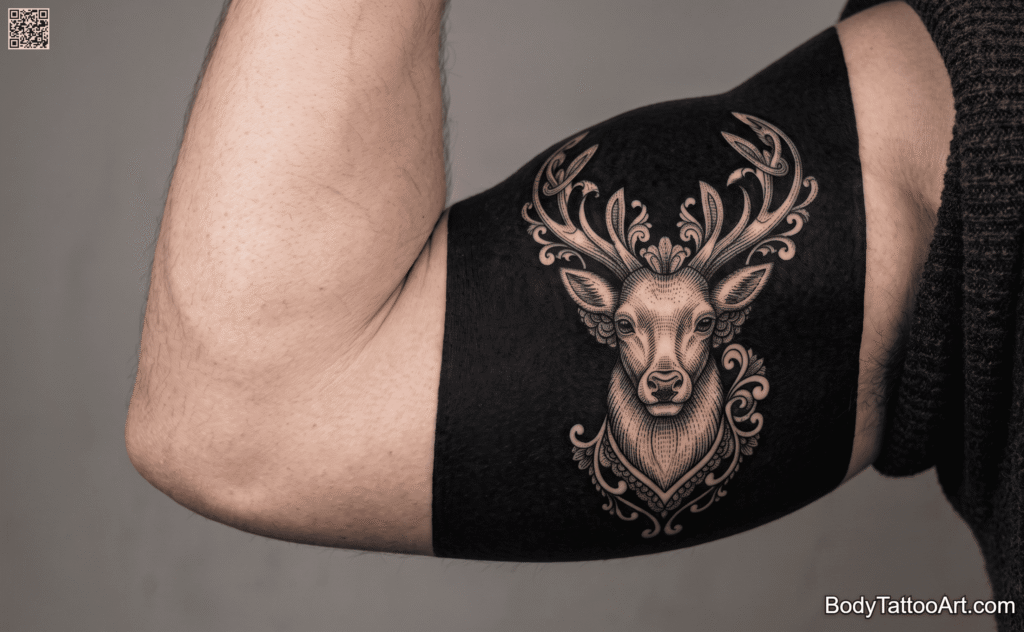  Negative space Stag Tattoos
