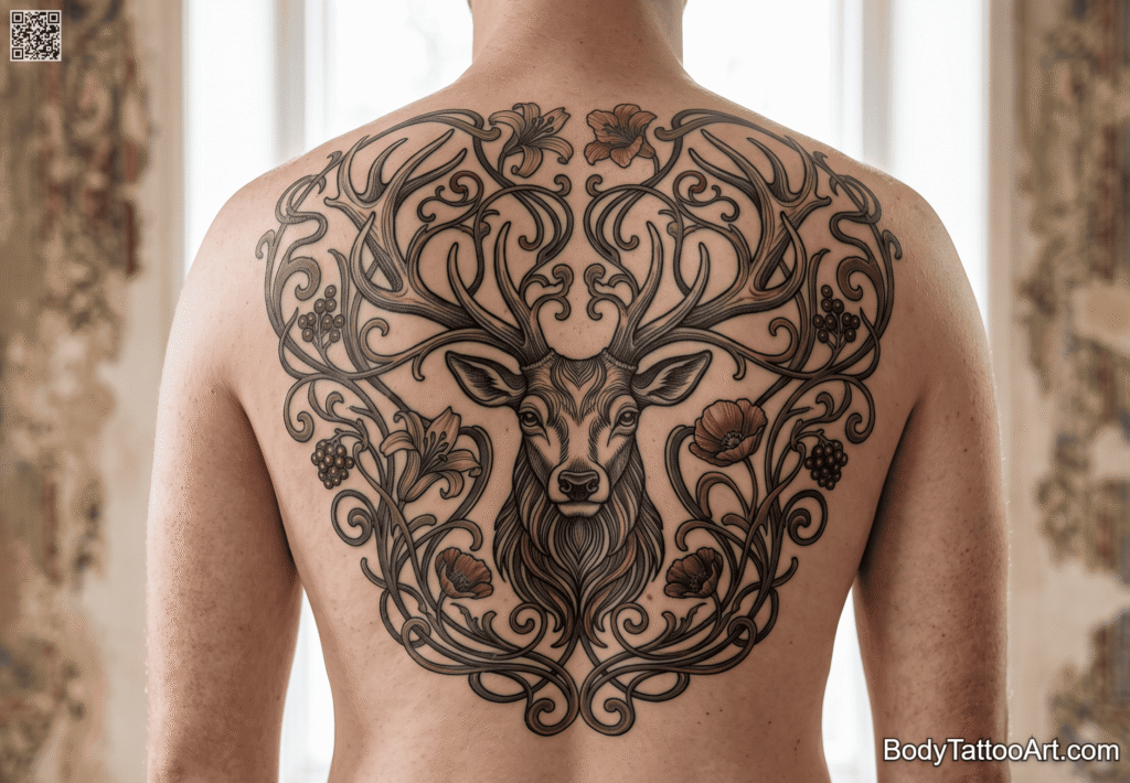 Art Nouveau Stag Tattoos