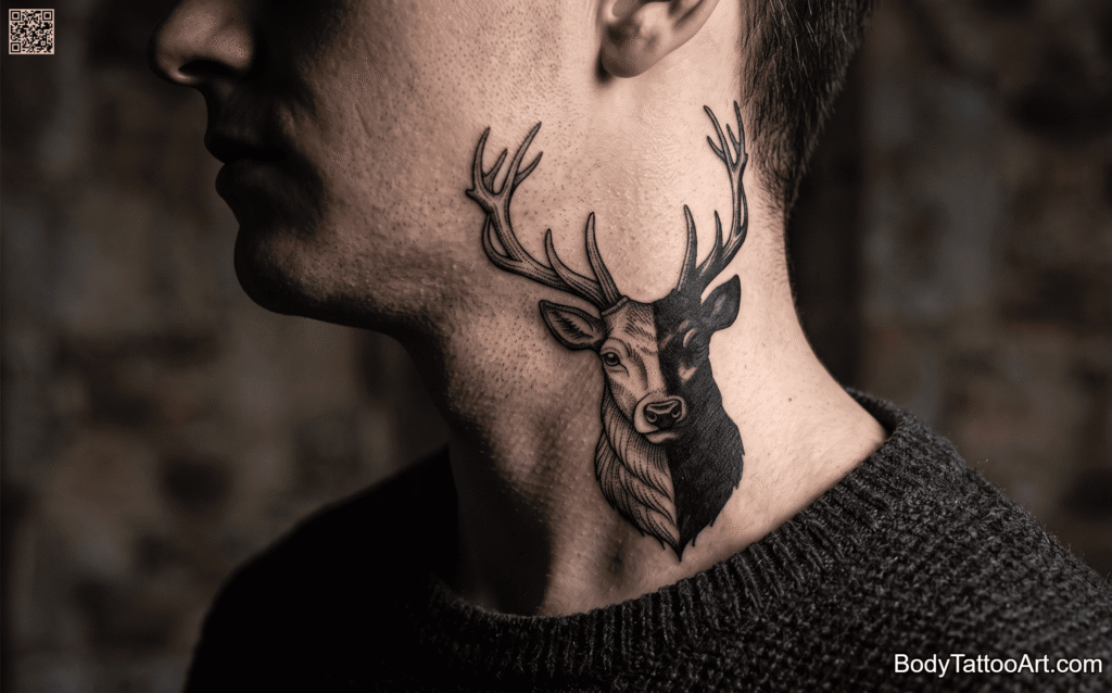  Chiaroscuro realism Stag Tattoos 