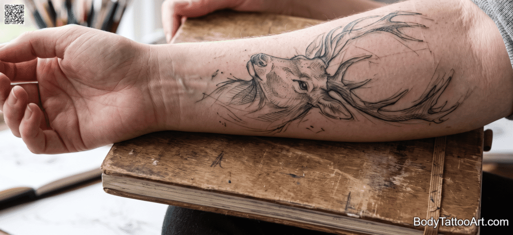 Sketch Stag Tattoos